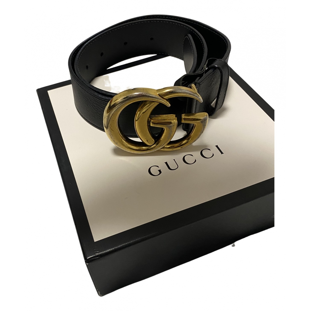 Gg buckle leather belt Gucci Black size 